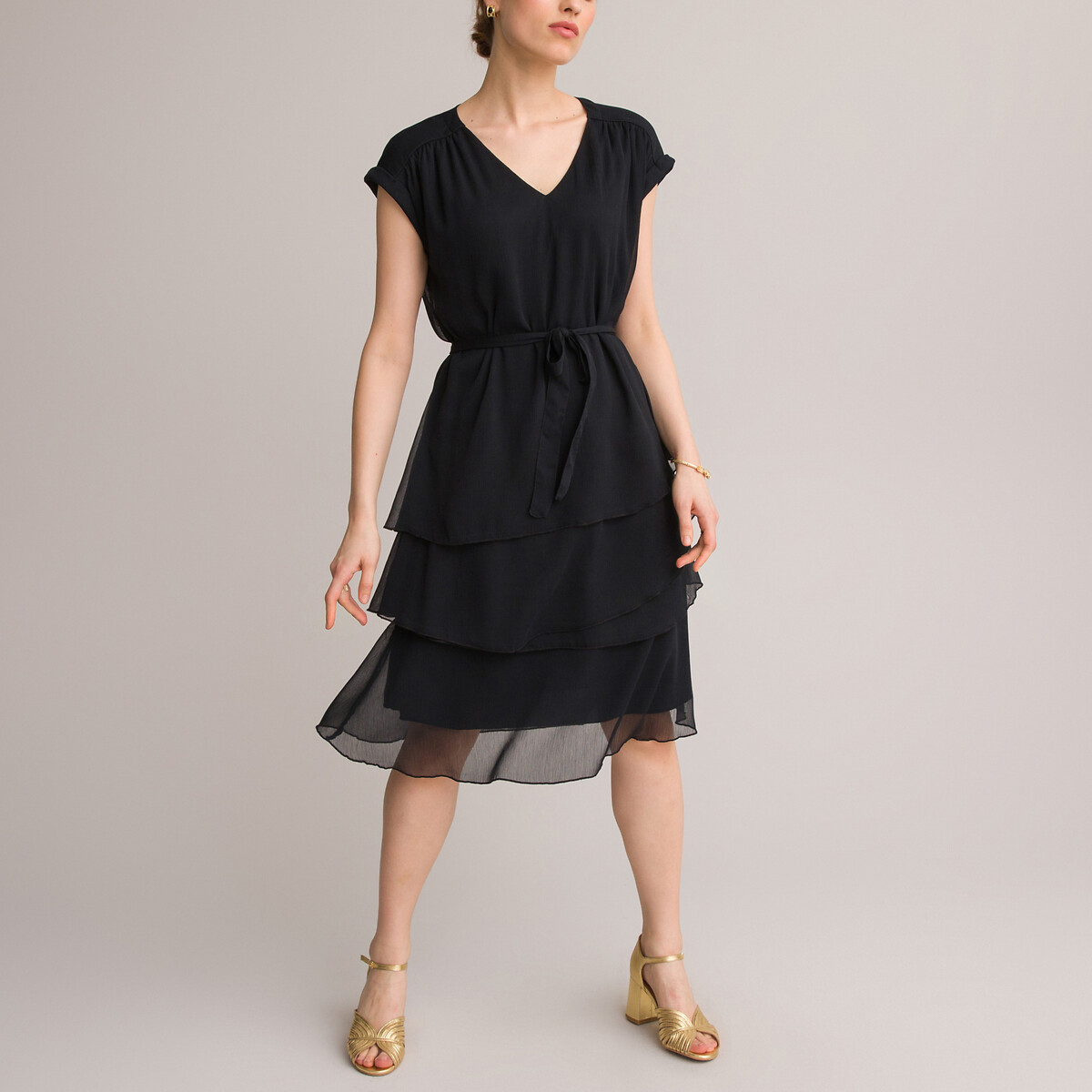 Платье ANNE WEYBURN Платье Расклешенное с воланами без рукавов 54 черный, размер 54 - фото 1