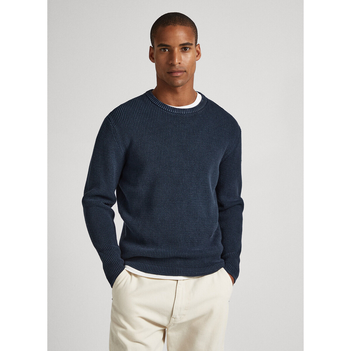 Пуловер с круглым вырезом из текстурного трикотажа Dean M синий пуловер с круглым вырезом из текстурированного трикотажа m синий