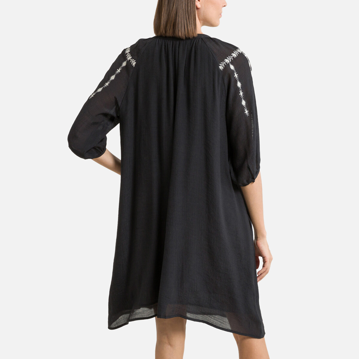 Платье Короткое с вышивкой рукава 34 3(L) черный LaRedoute, размер 3(L) Платье Короткое с вышивкой рукава 34 3(L) черный - фото 4
