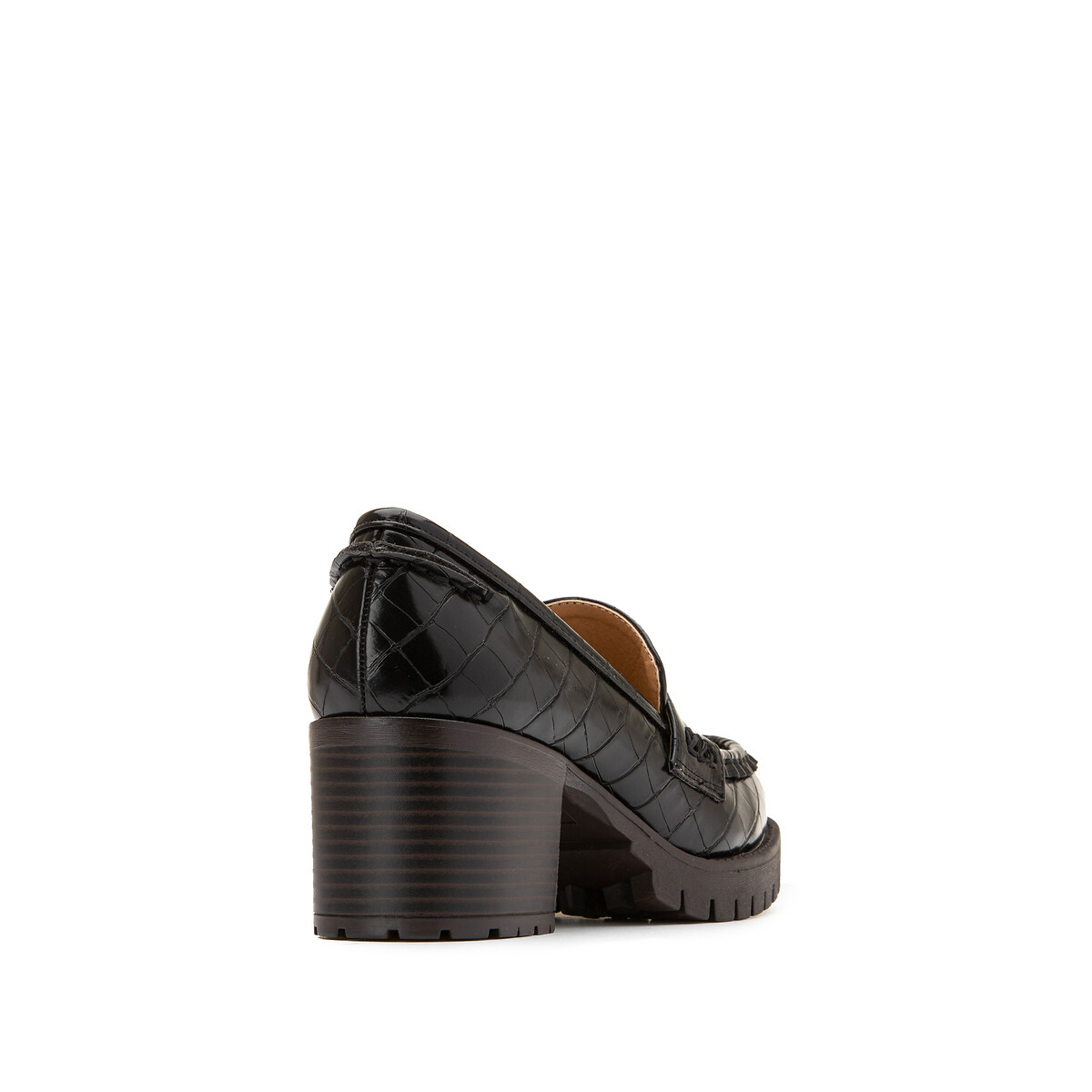 Мокасины La Redoute С эффектом кожи крокодила на каблуках 36 черный, размер 36 - фото 3
