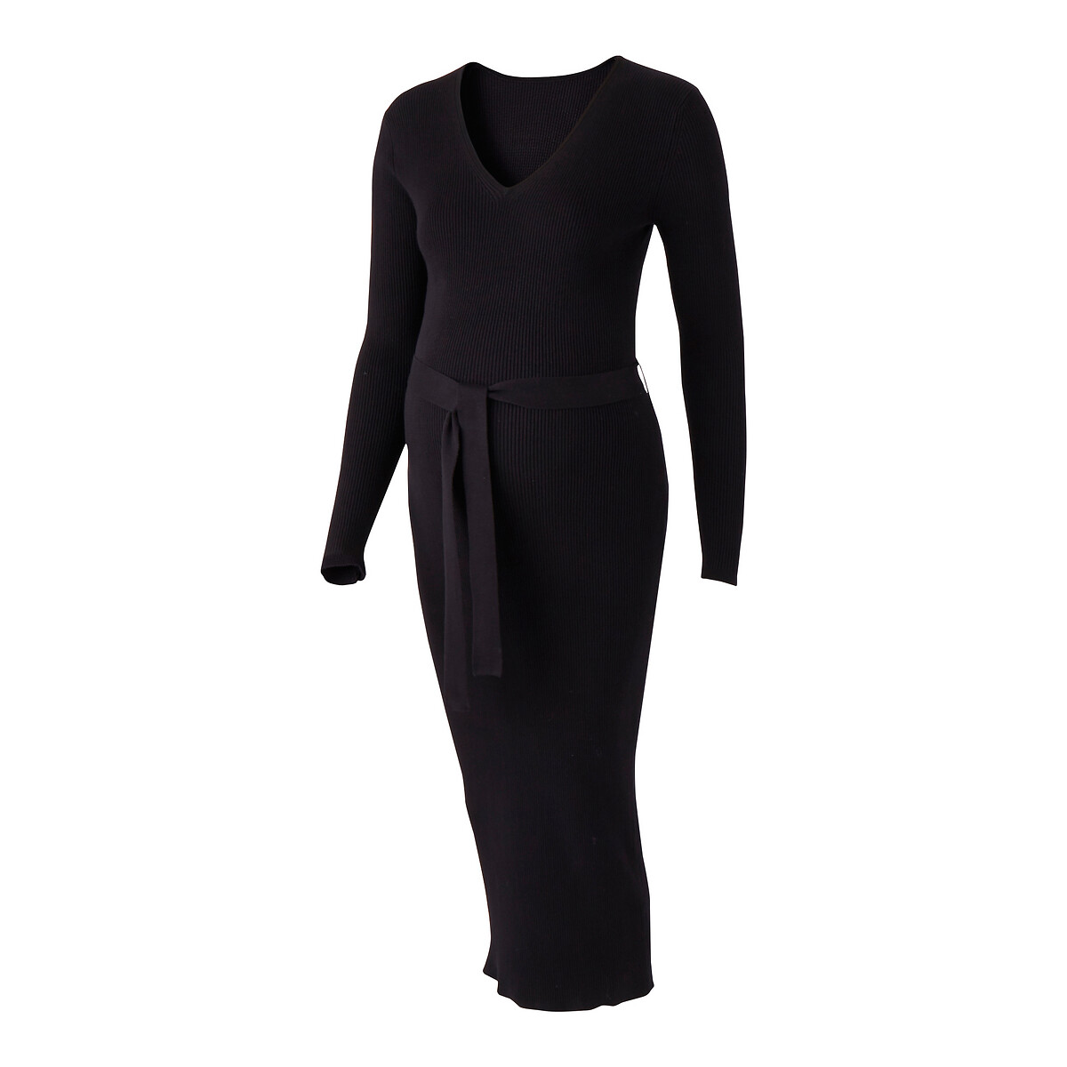 Платье-пуловер La Redoute Длинное для периода беременности длинные рукава S черный, размер S - фото 5