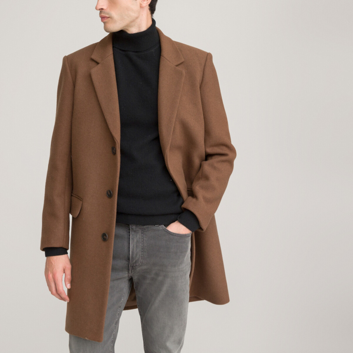 Пальто LaRedoute Средней длины с пиджачным воротником 3XL каштановый, размер 3XL - фото 1