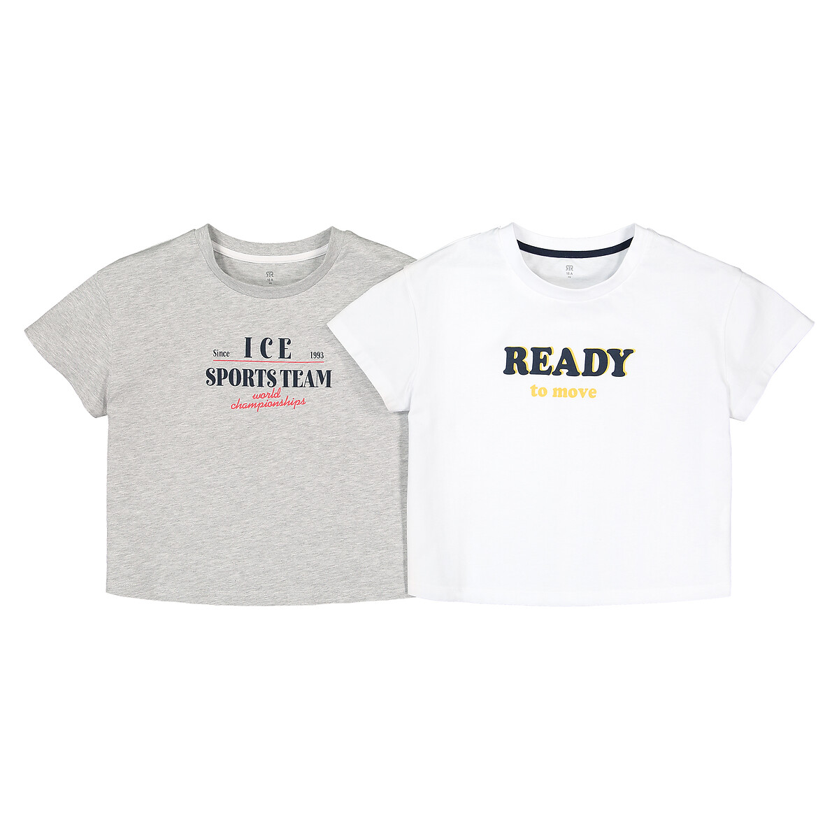 Комплект из 2 футболок коротких LaRedoute 10-18 лет 14 серый, размер 14