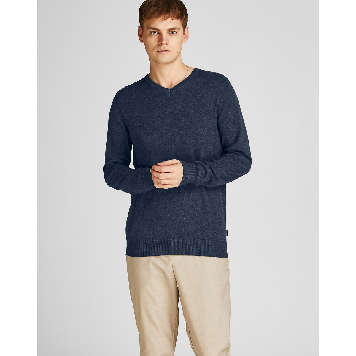 Пуловер С V-образным вырезом XL синий