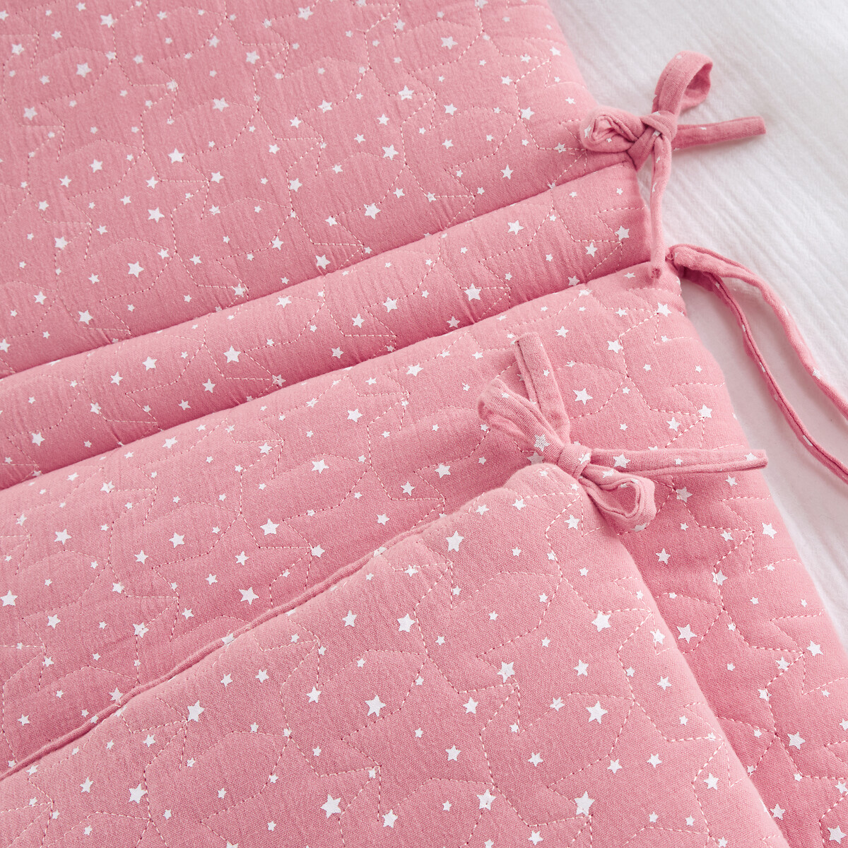 Бампер LaRedoute Для кроватки детской из биохлопковой газовой ткани единый размер розовый - фото 2