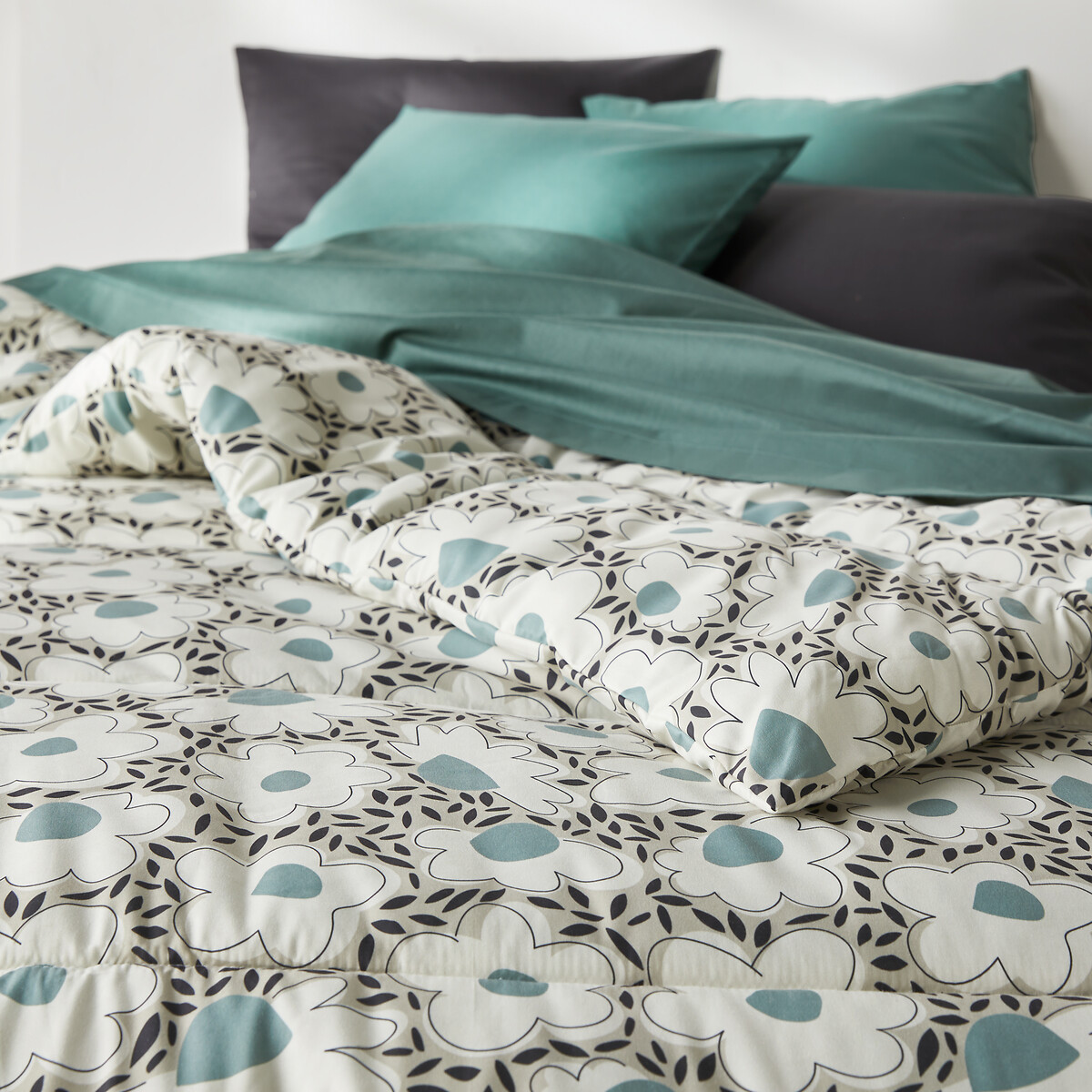 Одеяло С принтом из микрофибры Orella 140 x 200 см зеленый LaRedoute, размер 140 x 200 см - фото 2