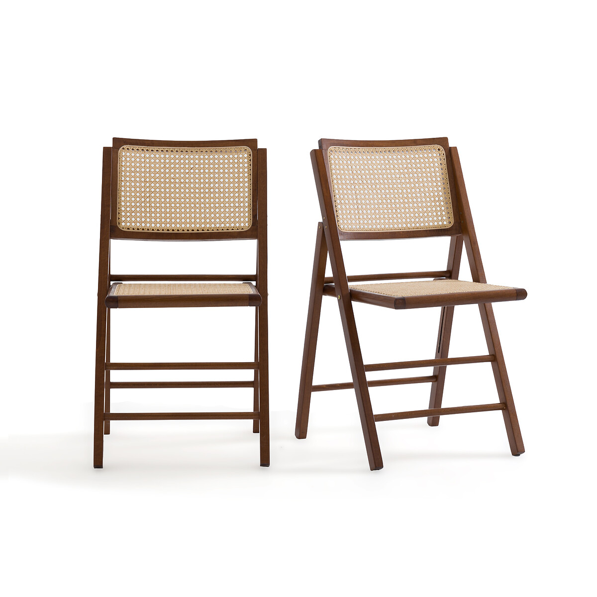 Комплект из двух складных стульев Из бука и плетения Rivia единый размер каштановый