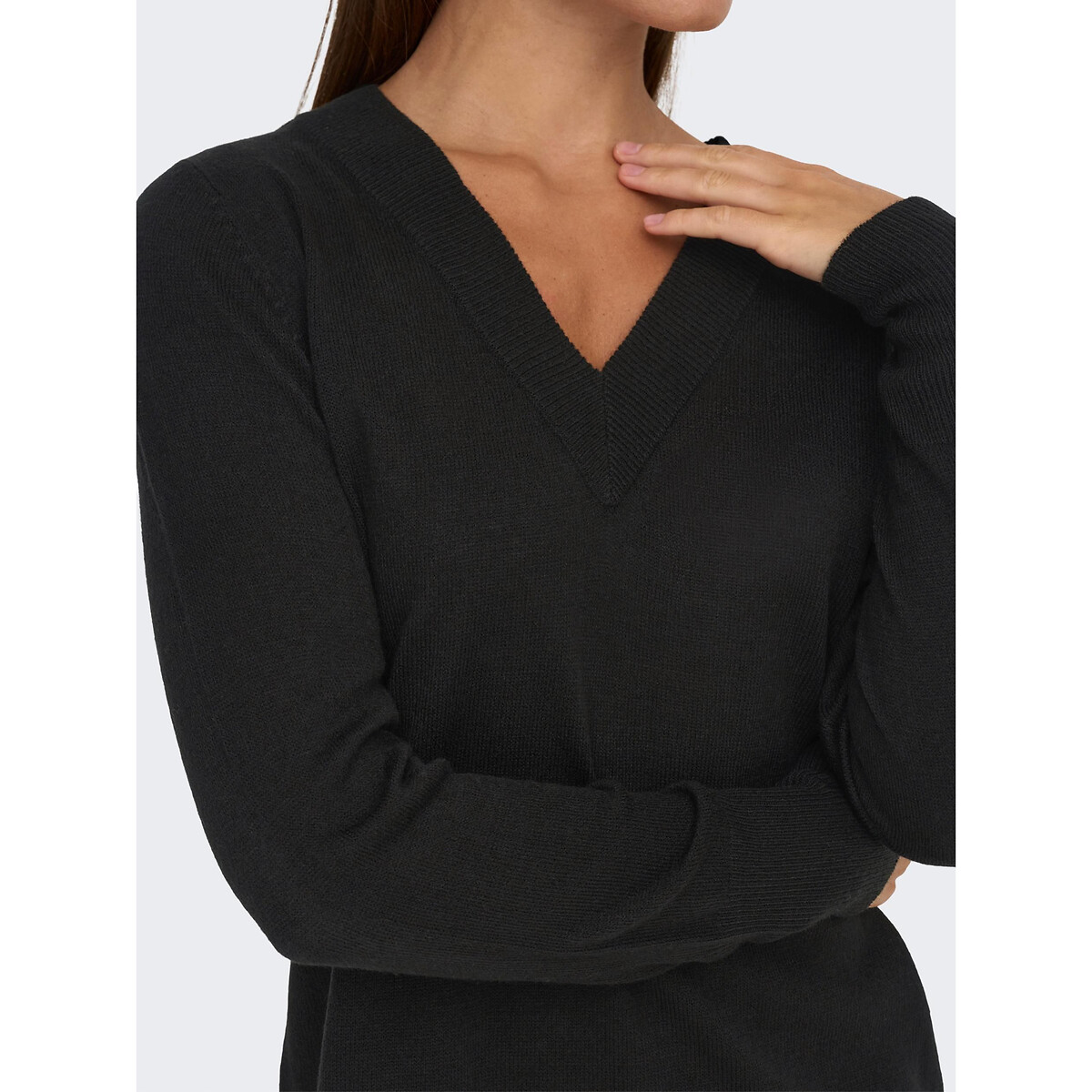 Платье-пуловер С V-образным вырезом L черный LaRedoute, размер L - фото 4