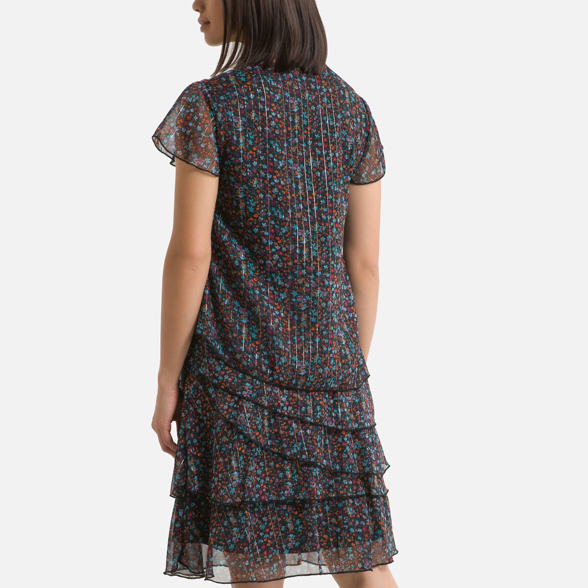 Платье LaRedoute Расклешенное с цветочным принтом миди 56 разноцветный, размер 56 - фото 4