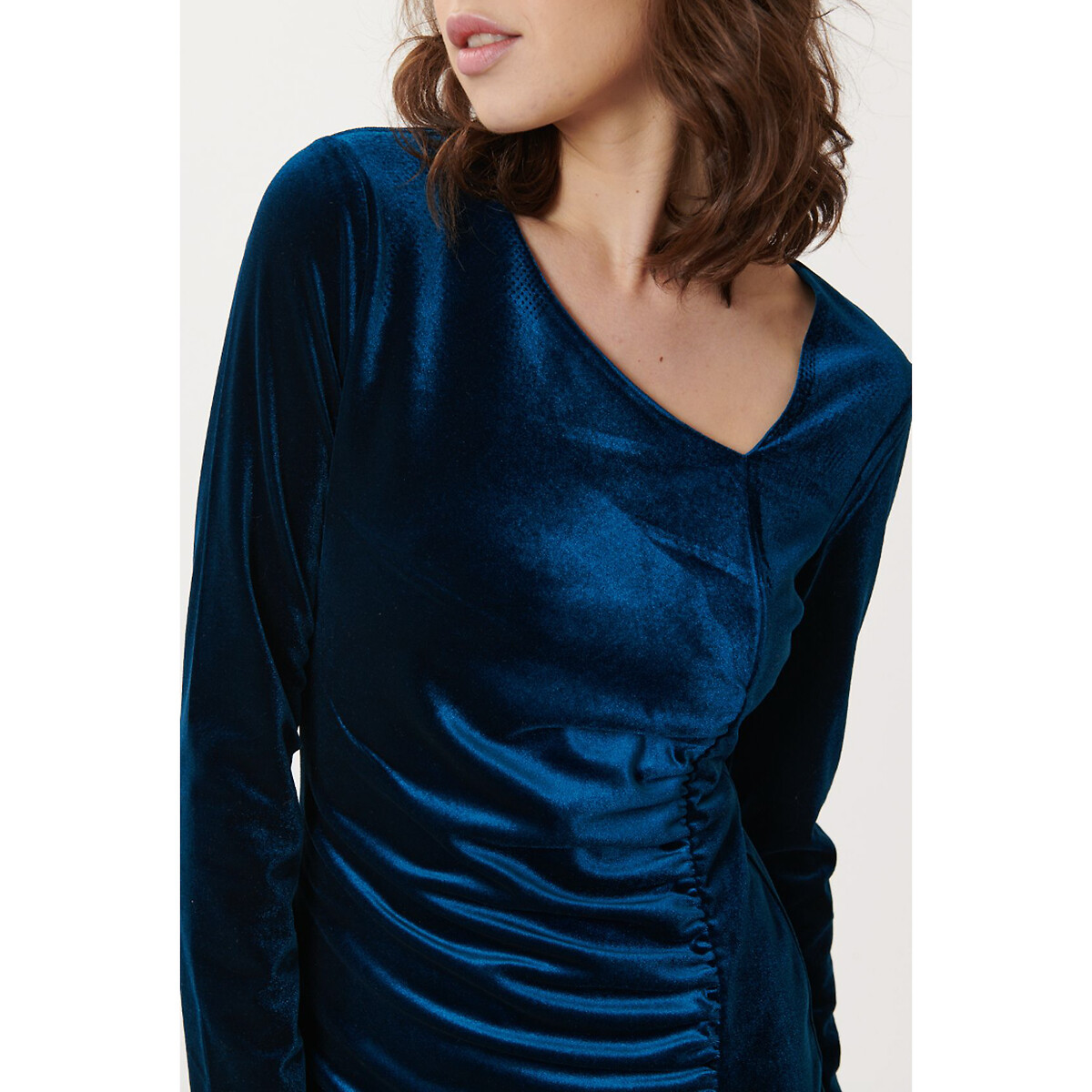 Платье Dalhia из велюра отделка сборками  L синий LaRedoute, размер L - фото 2
