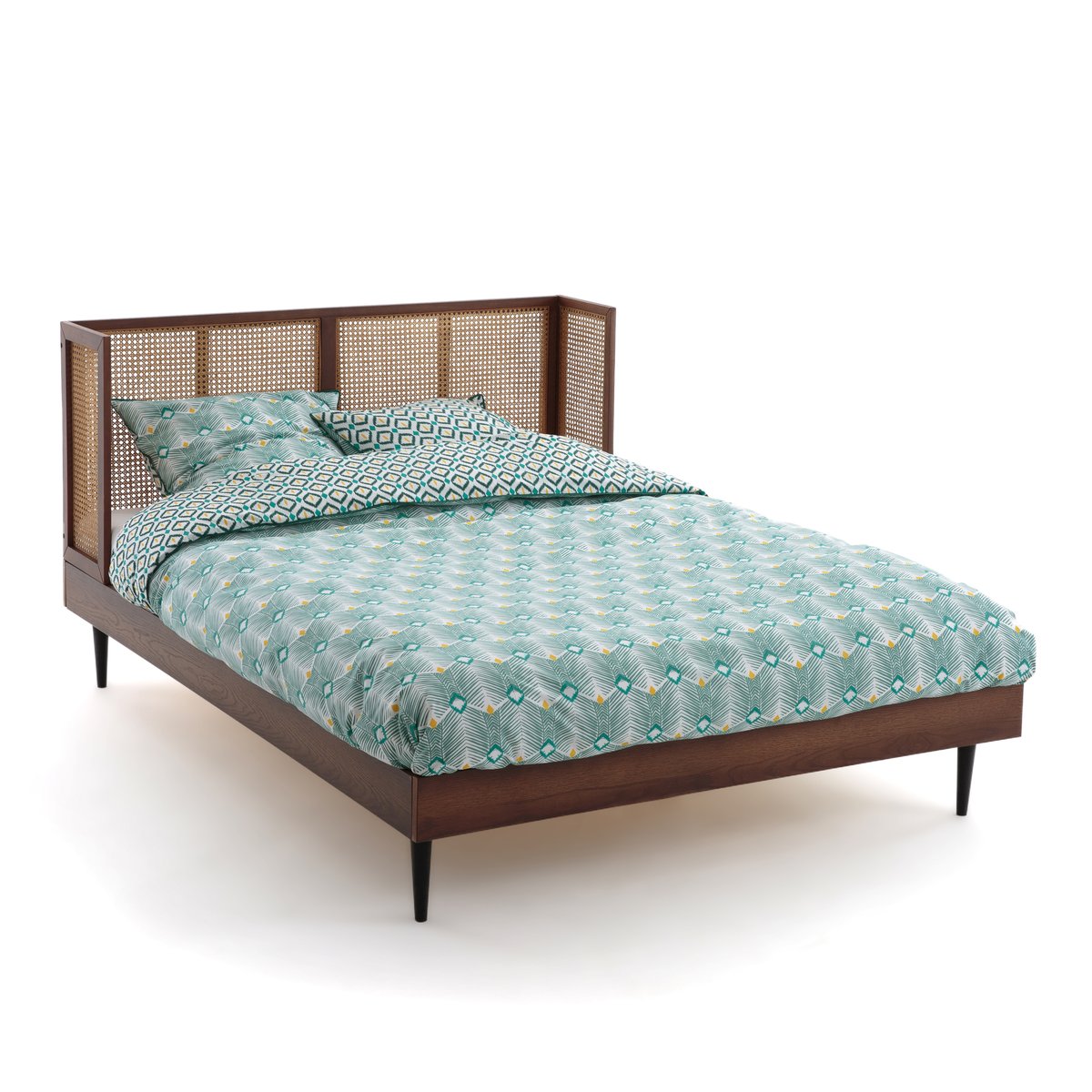 Кровать винтажная из плетеного ротанга с сеткой NOYA 160 x 200 см каштановый