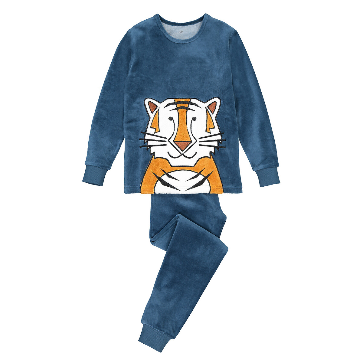 Пижама Из велюра с рисунком тигр 3-12 лет 8 лет - 126 см синий