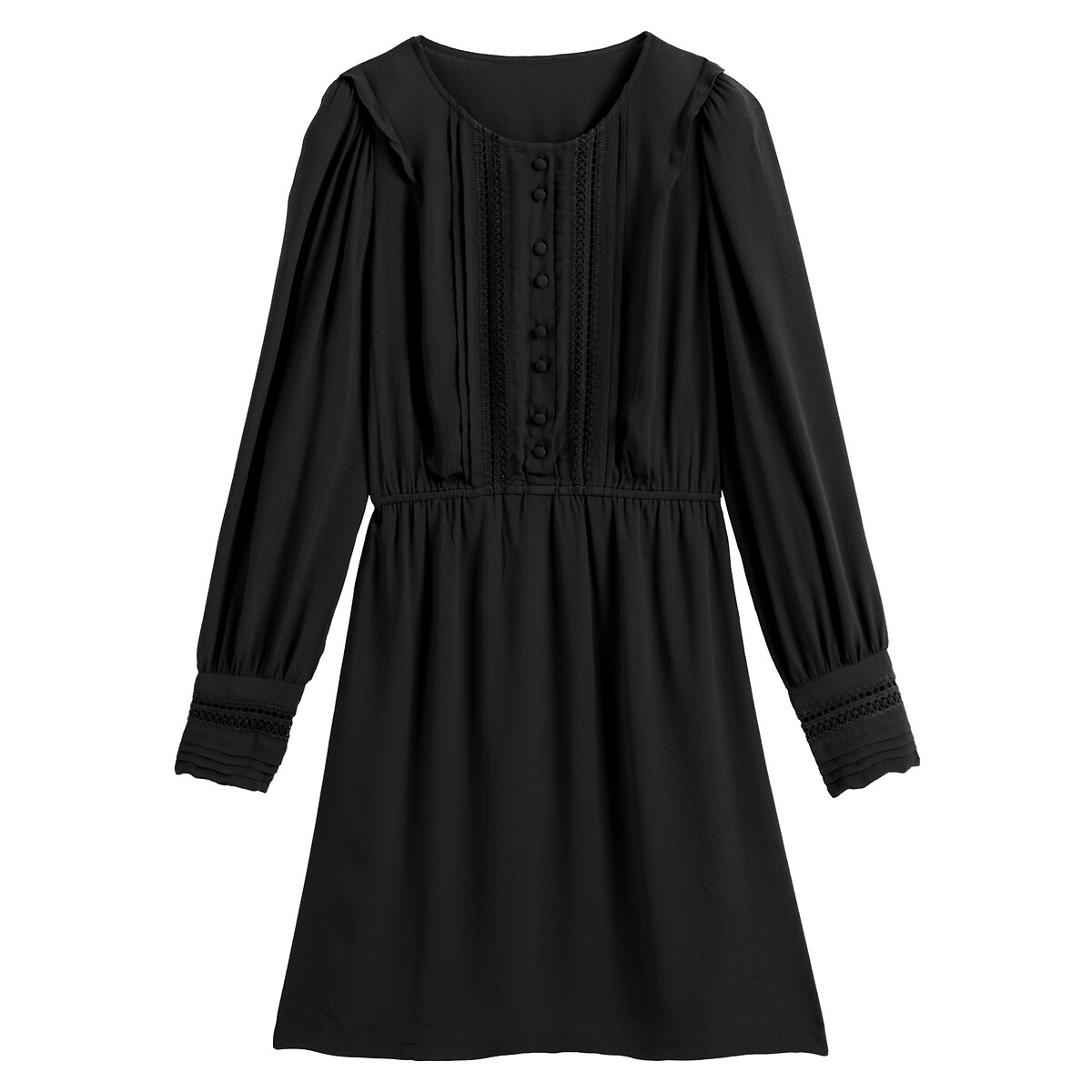 Платье LaRedoute Расклешенное короткое кружевные вставки 48 (FR) - 54 (RUS) черный, размер 48 (FR) - 54 (RUS) Расклешенное короткое кружевные вставки 48 (FR) - 54 (RUS) черный - фото 5