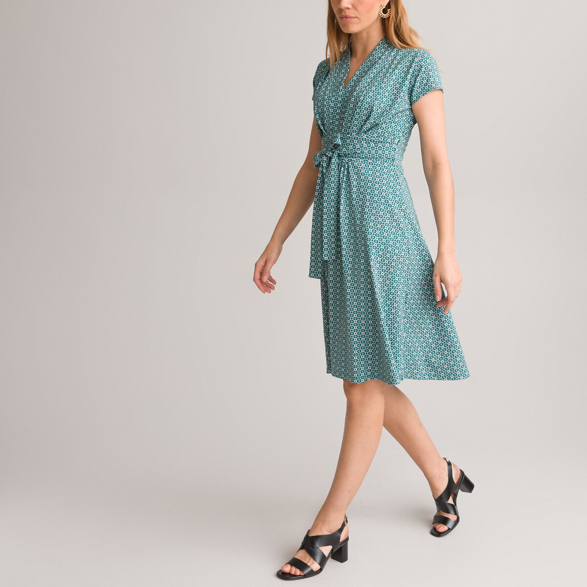 Платье-миди Расклешенное с графичным принтом 46 синий LaRedoute, размер 46 - фото 2