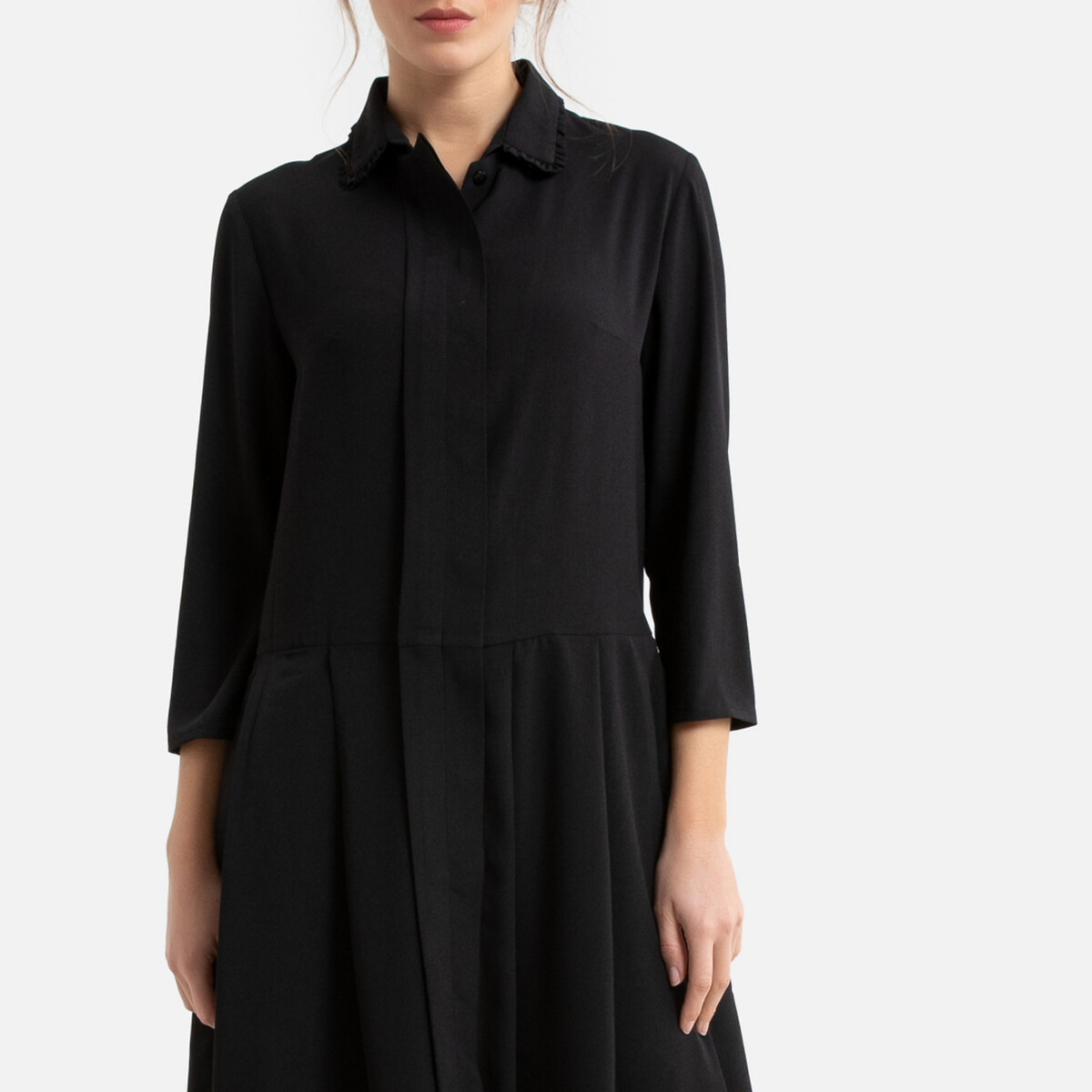 Платье LaRedoute Длинное со складками длинные рукава AXELLE L черный, размер L - фото 2