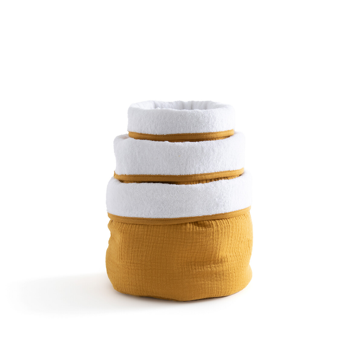 Комплект из 3 корзин из LaRedoute Хлопчатобумажной газовой ткани Kumla единый размер желтый - фото 2