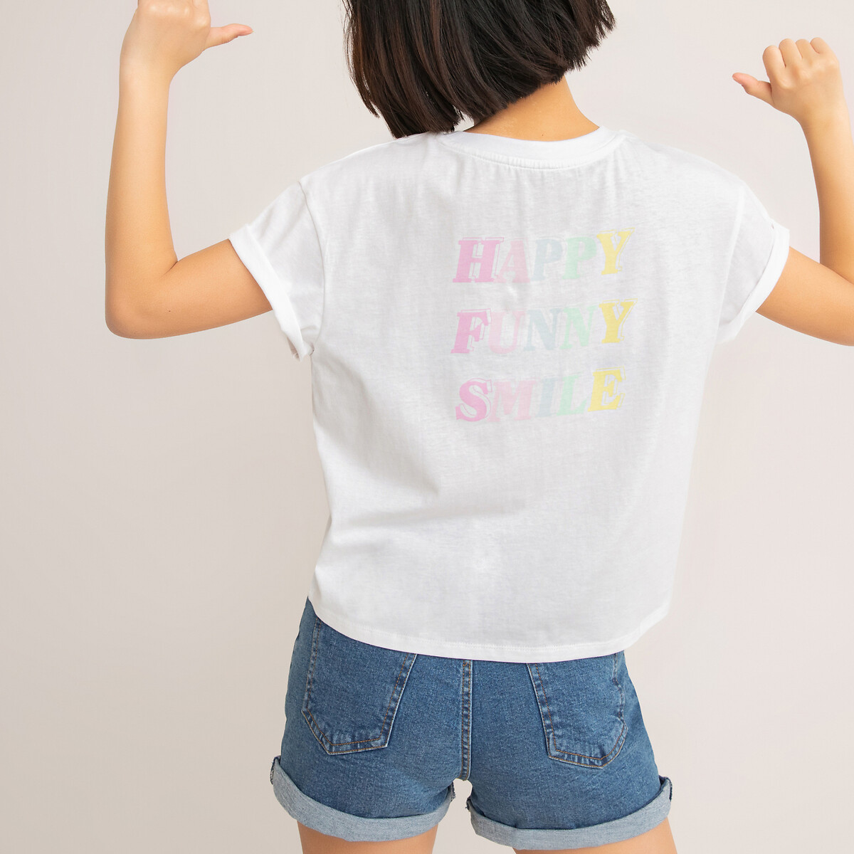 

Футболка LA REDOUTE COLLECTIONS, Белый, Короткая с принтом сзади из биохлопка 10-18 лет 12 белый