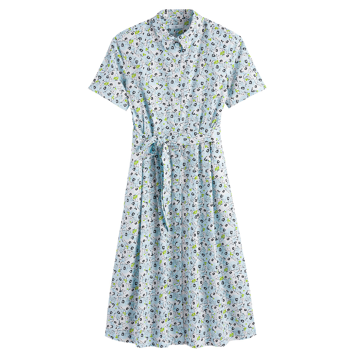 Платье-рубашка Расклешенное длинное с принтом цветы 56 разноцветный LaRedoute, размер 56 - фото 5