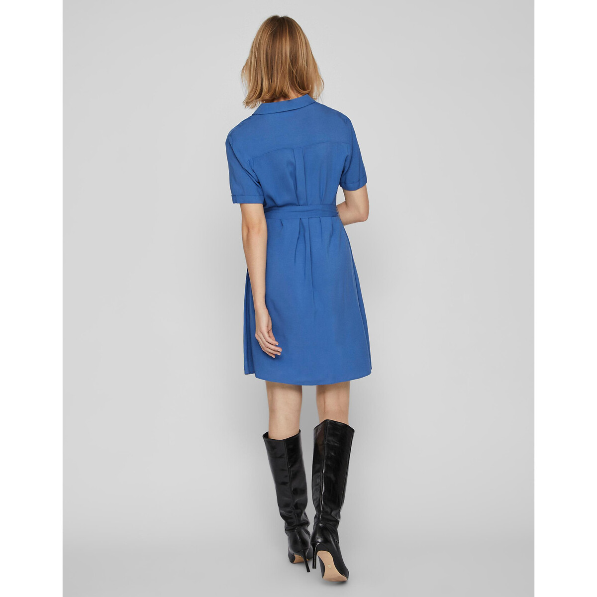 Платье-рубашка Короткие рукава с завязками 46 синий LaRedoute, размер 46 - фото 4
