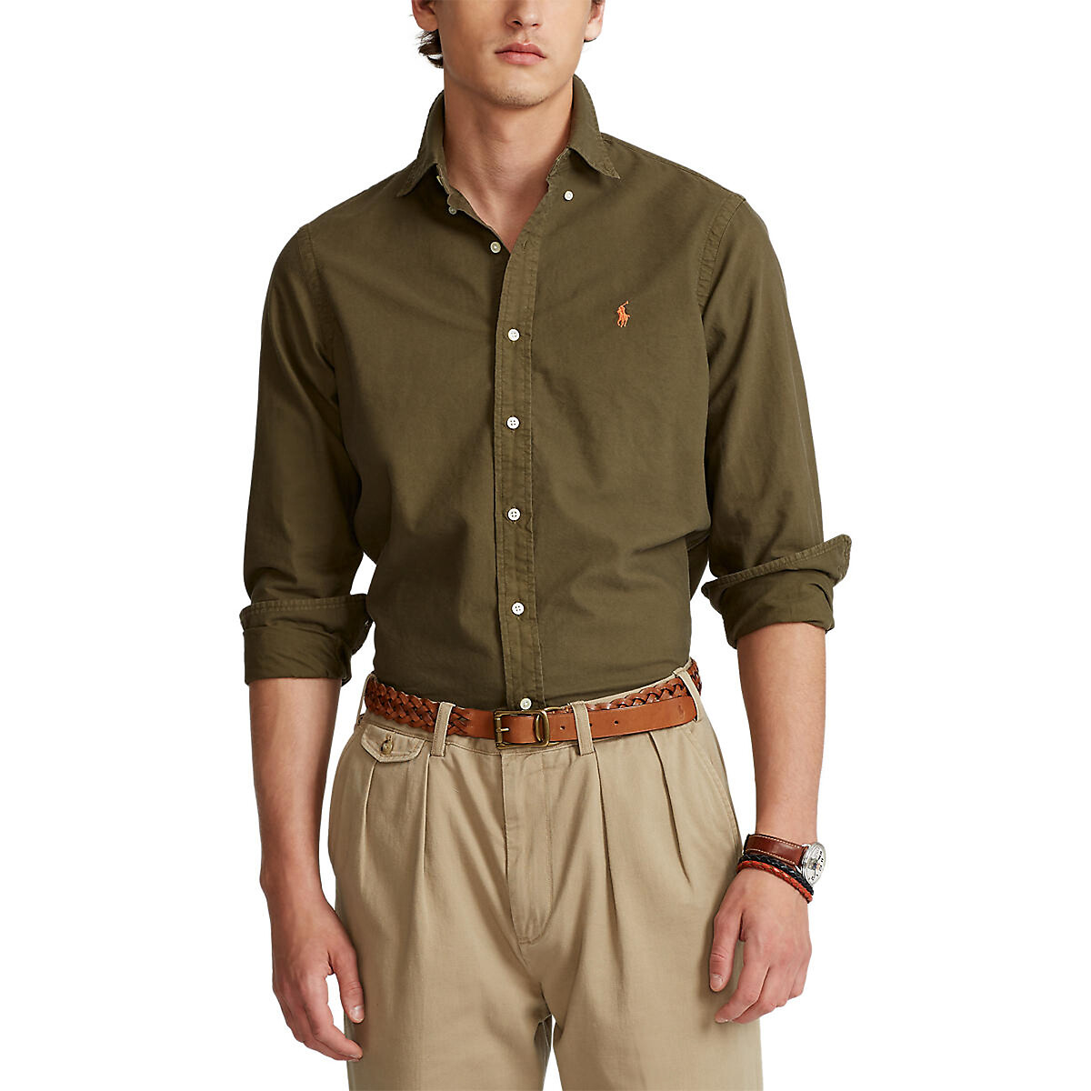 

Рубашка POLO RALPH LAUREN, Зеленый, Прямая custom fit Oxford M зеленый