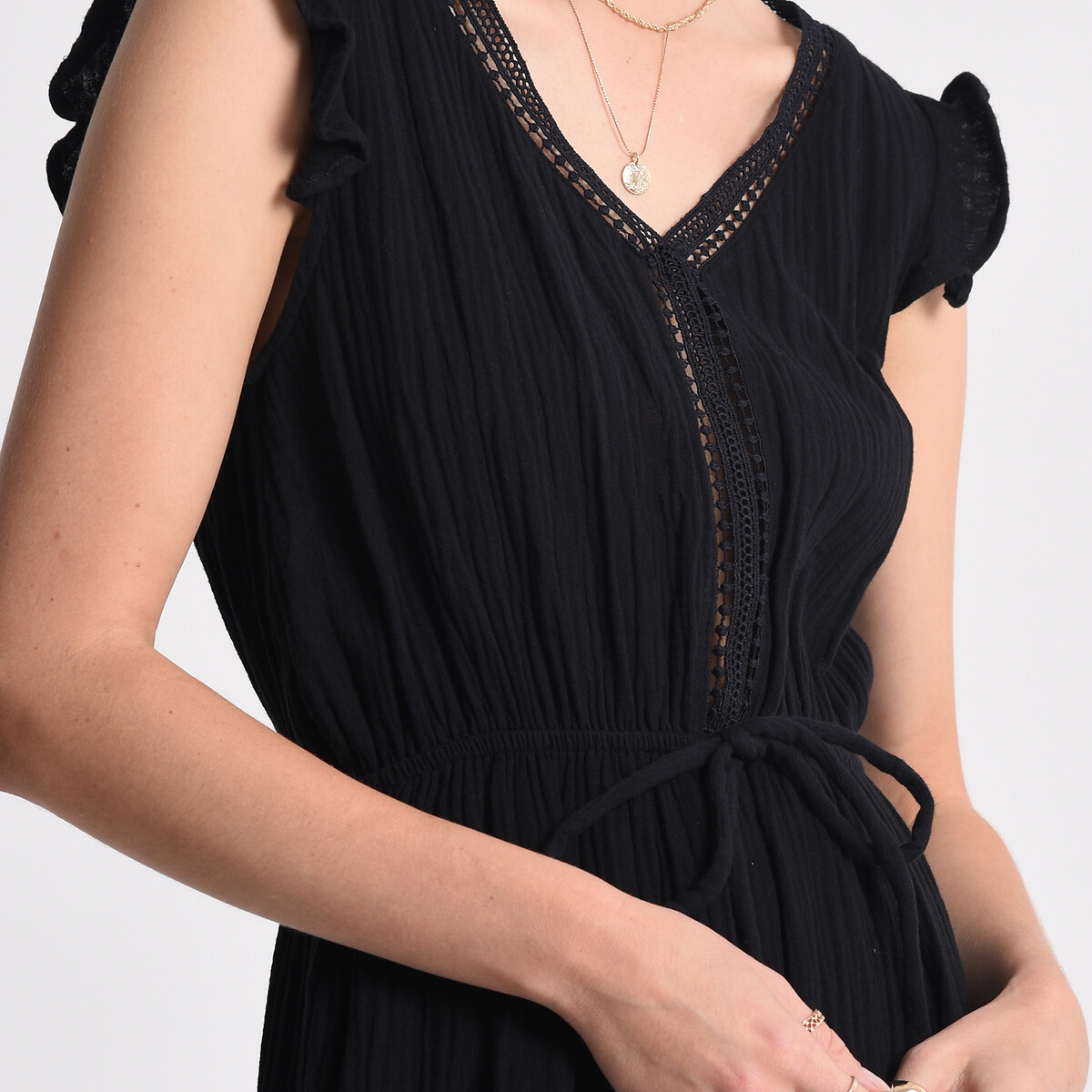 Платье MOLLY BRACKEN Из хлопчатобумажной газовой ткани рукава с волнами XL черный, размер XL - фото 4