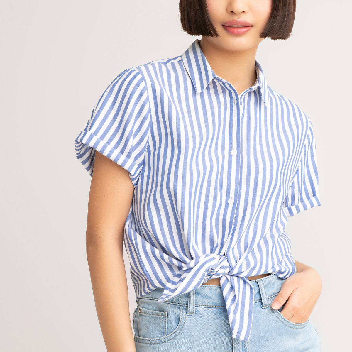 

Рубашка LA REDOUTE COLLECTIONS, Белый, В полоску из биохлопка 10-18 лет 12 лет -150 см белый