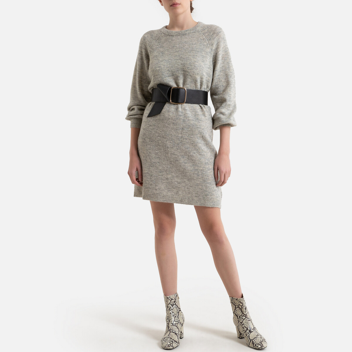 Платье-пуловер LaRedoute Широкое напускные рукава S серый, размер S - фото 2