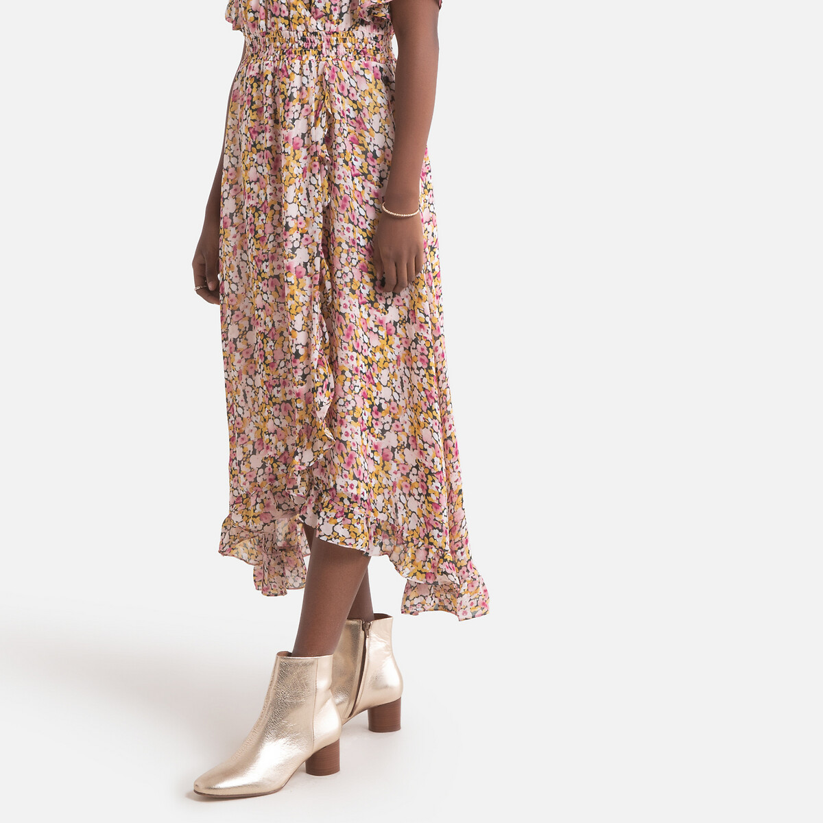 Платье LaRedoute Длинное с цветочным принтом V-образный вырез XS разноцветный, размер XS - фото 2