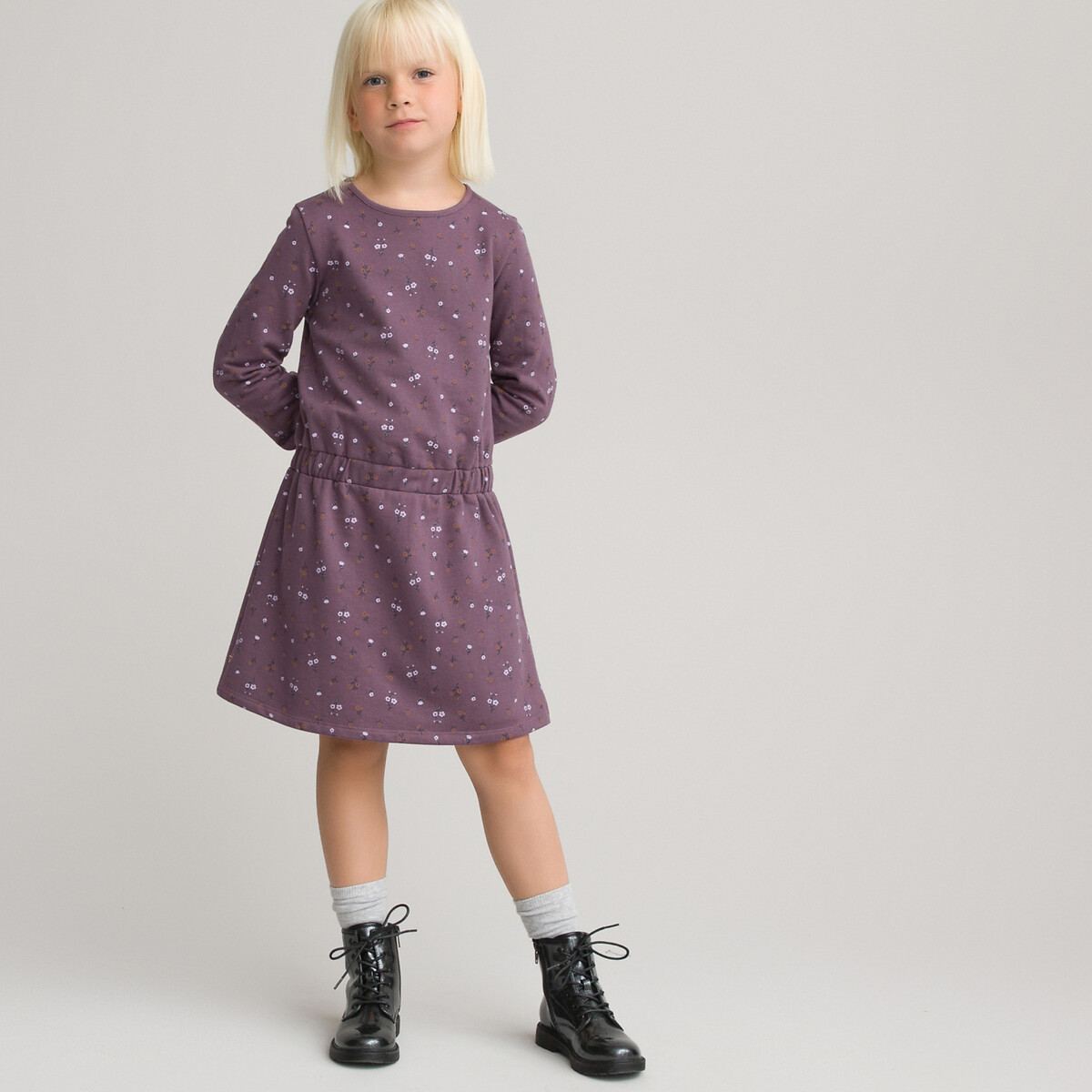 Платье LaRedoute С принтом биохлопок 3-12 лет 5 лет - 108 см фиолетовый, размер 5 лет - 108 см