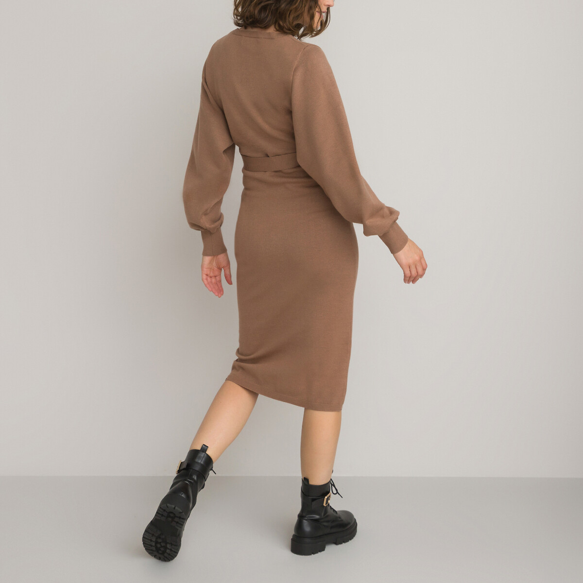 Платье-пуловер Для периода беременности с поясом XL каштановый LaRedoute, размер XL - фото 4