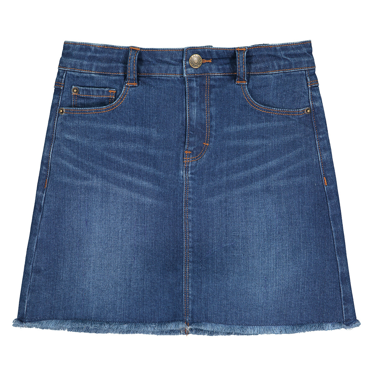 Юбка La Redoute Прямая джинсовая  4 года - 102 см синий, размер 4 года - 102 см - фото 2
