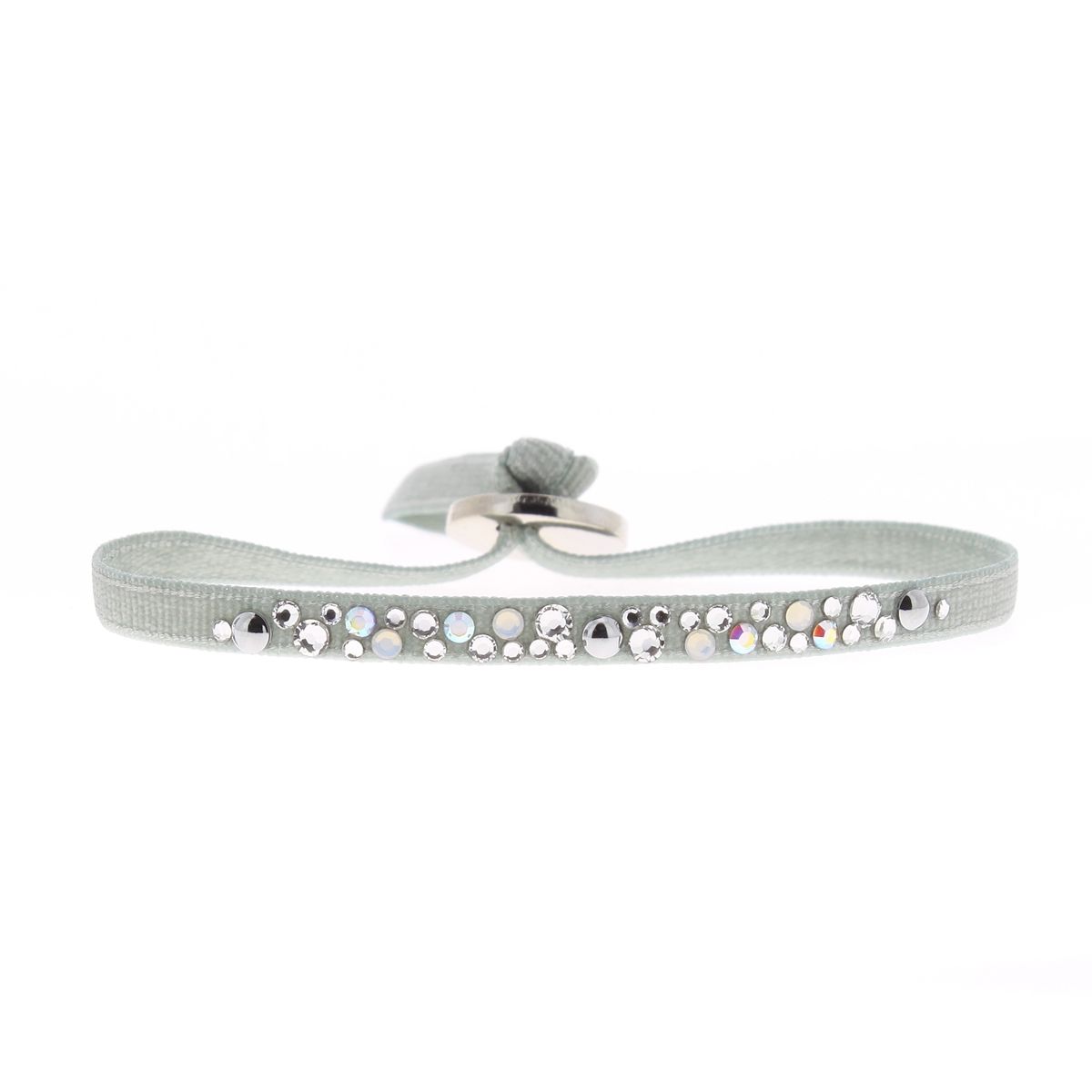 Bracelet en Tissu Argenté et Cristal