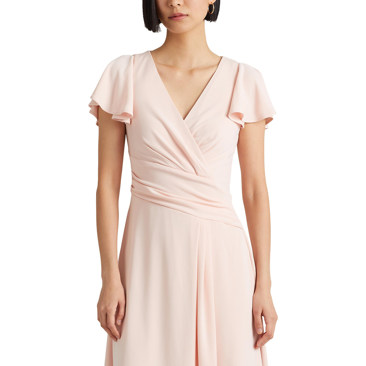 Платье-миди С запахом короткие рукава 42 розовый LaRedoute, размер 42 - фото 3