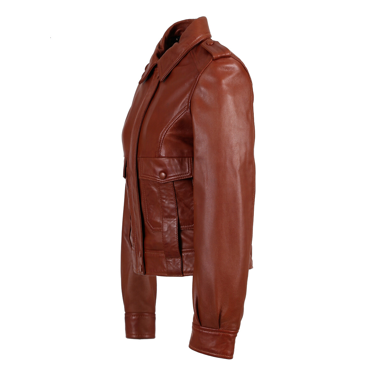 Куртка OAKWOOD Из кожи короткая прямой покрой KATE XS каштановый, размер XS - фото 2
