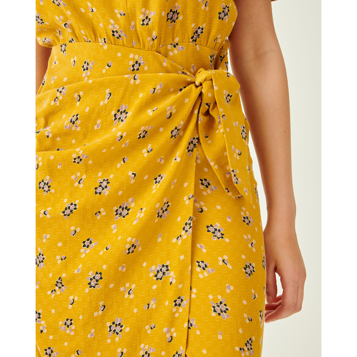 Открытое SESSUN Платье с короткими рукавами и принтом SONG SAIGNON L желтый, размер L - фото 2