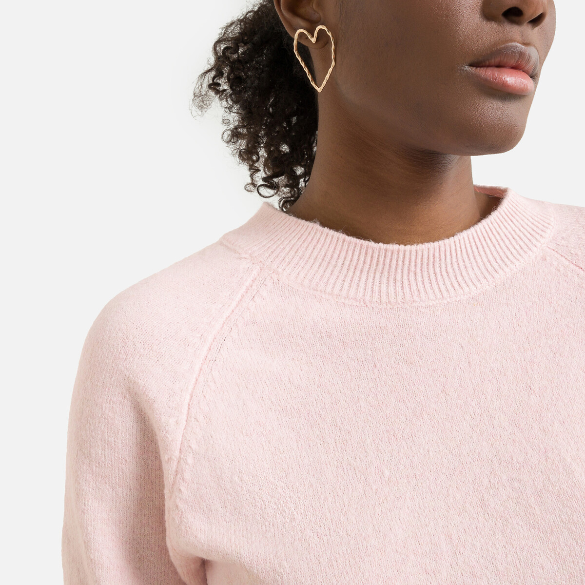 Пуловер VERO MODA Из пышного трикотажа с круглым вырезом XS розовый, размер XS - фото 3