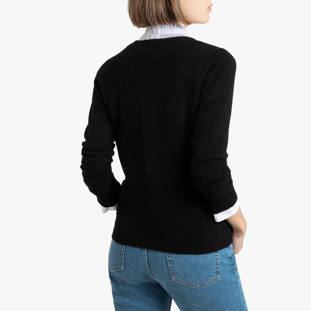 Пуловер La Redoute С круглым вырезом из кашемира S черный, размер S - фото 4