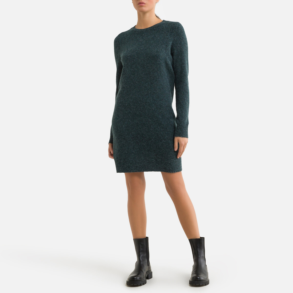 Платье-пуловер LaRedoute С круглым вырезом M зеленый, размер M - фото 2