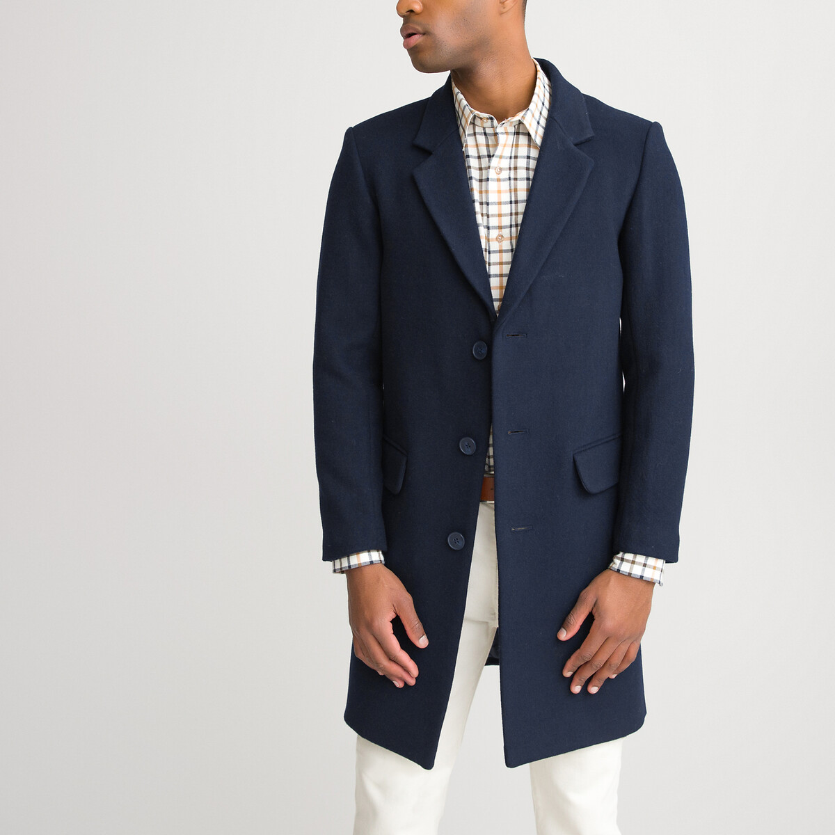 Пальто Средней длины с пиджачным воротником L синий