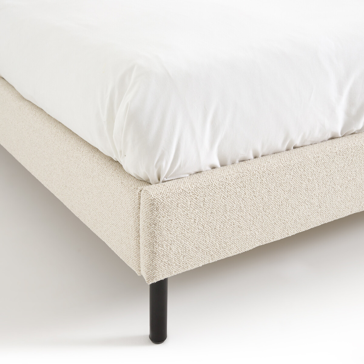 Кровать с обивкой из ткани букле с кроватным основанием Conto  140 x 190 см бежевый LaRedoute, размер 140 x 190 см - фото 5