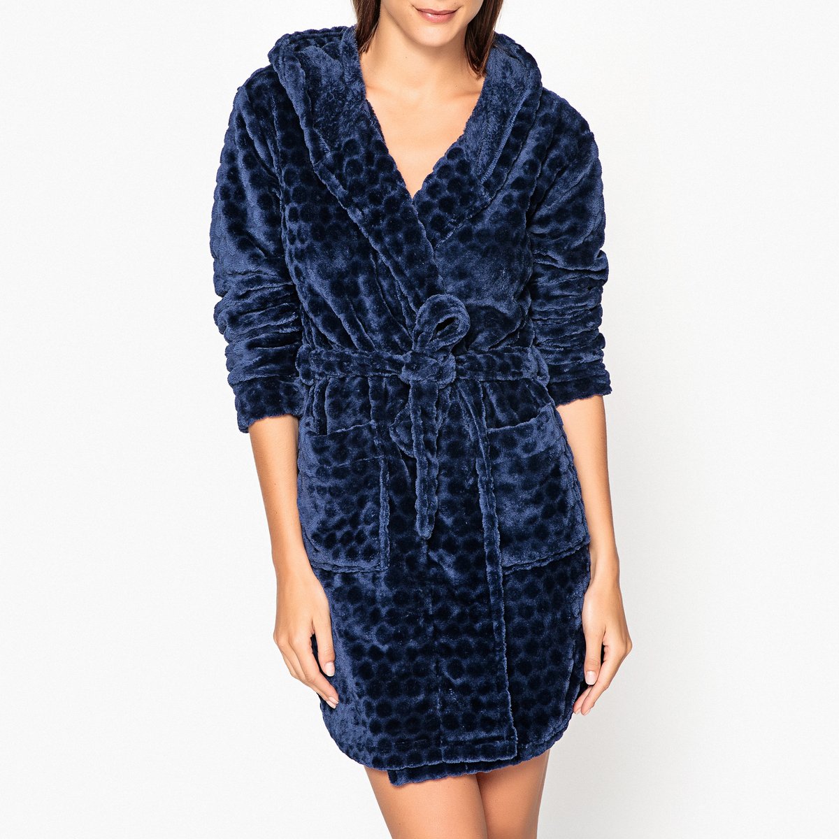 Image of Hooded Textured Bathrobe