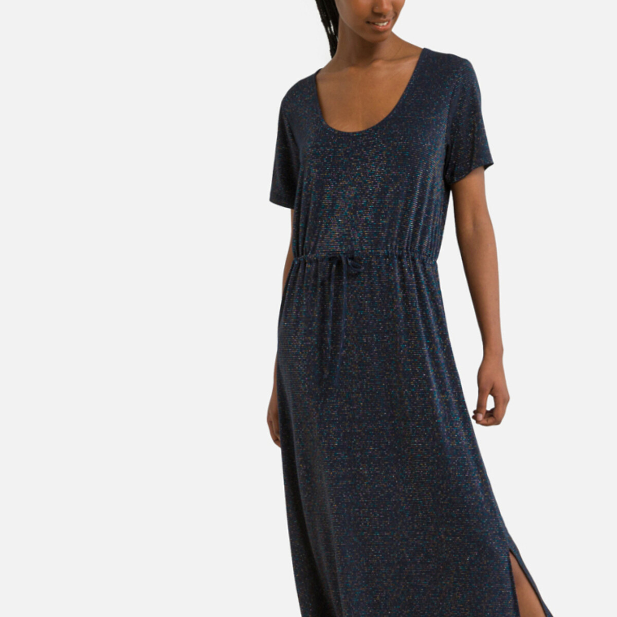 Платье Длинное с эффектом блеска S синий LaRedoute, размер S - фото 1