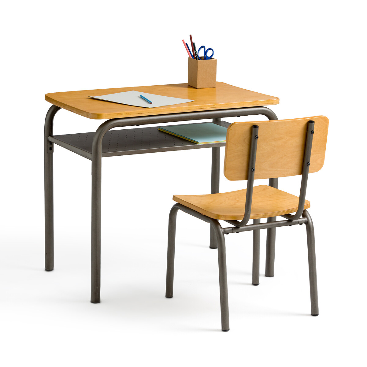 Письменный La Redoute Стол и стул в винтажном стиле Buton единый размер серый - фото 1