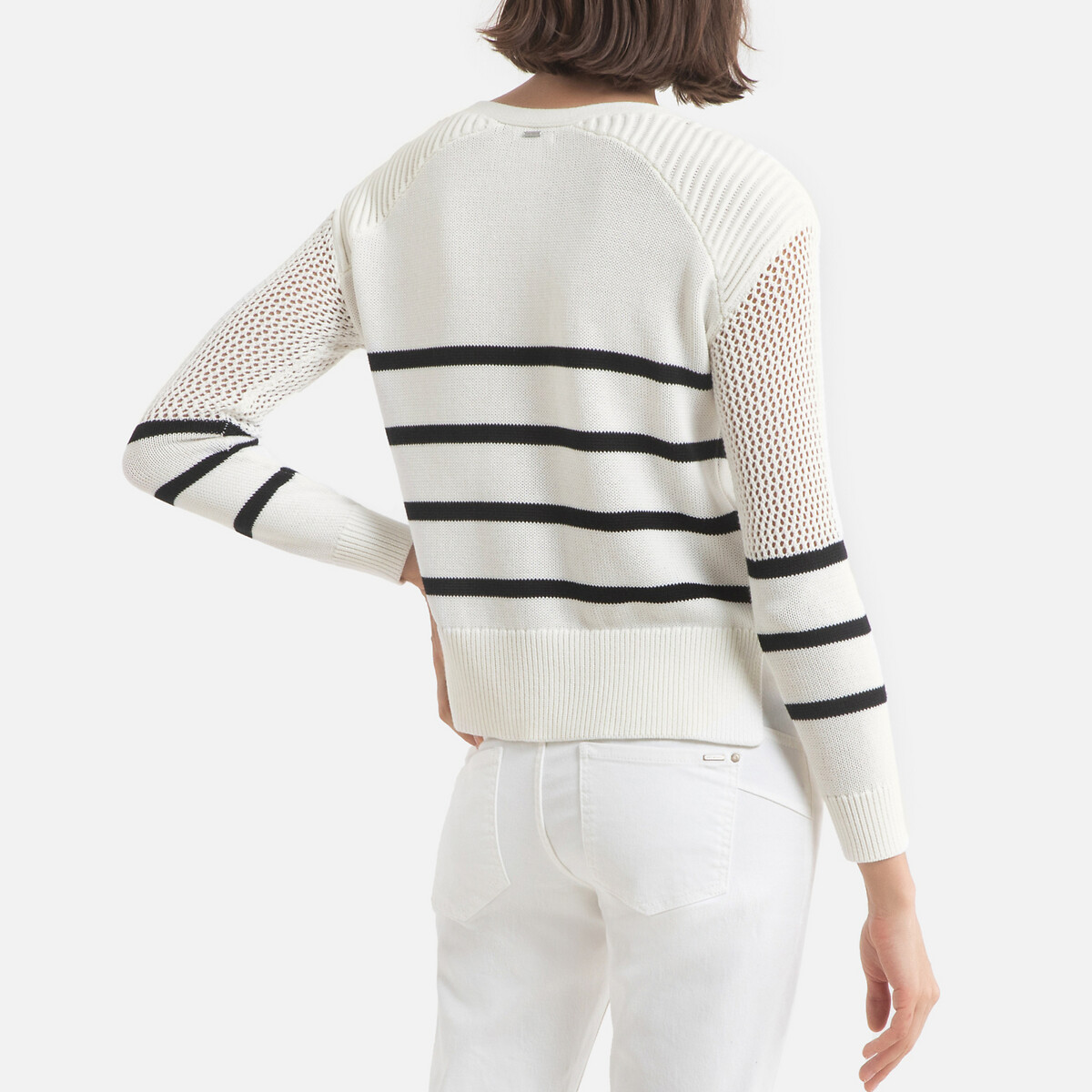 Пуловер LaRedoute С круглым вырезом из тонкого трикотажа S бежевый, размер S - фото 4