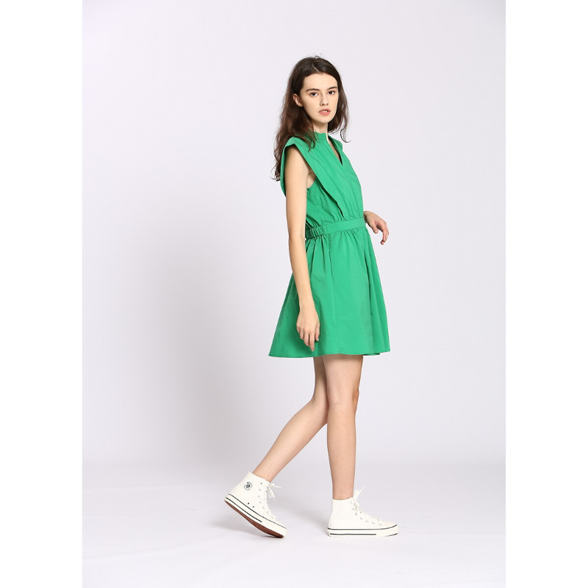 Платье Короткое расклешенное с короткими рукавами 3(L) зеленый LaRedoute, размер 3(L) Платье Короткое расклешенное с короткими рукавами 3(L) зеленый - фото 3