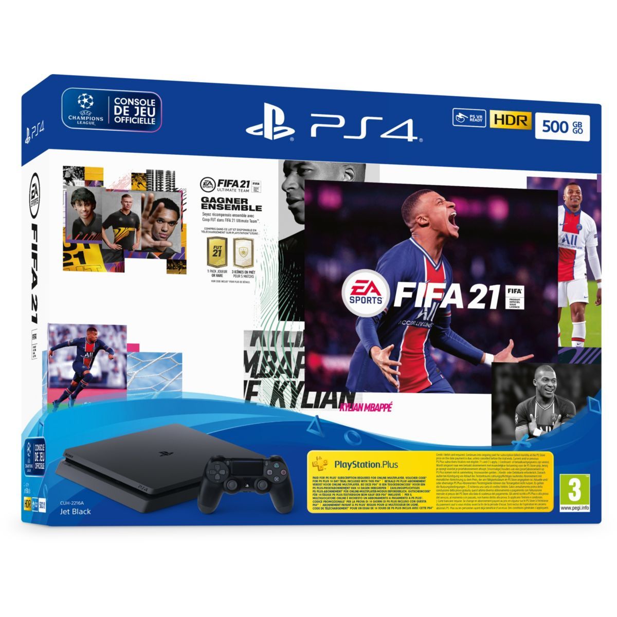 Pak PS4 500 Go + FIFA 21 + Vch FUT + Vch PS + 14 jr