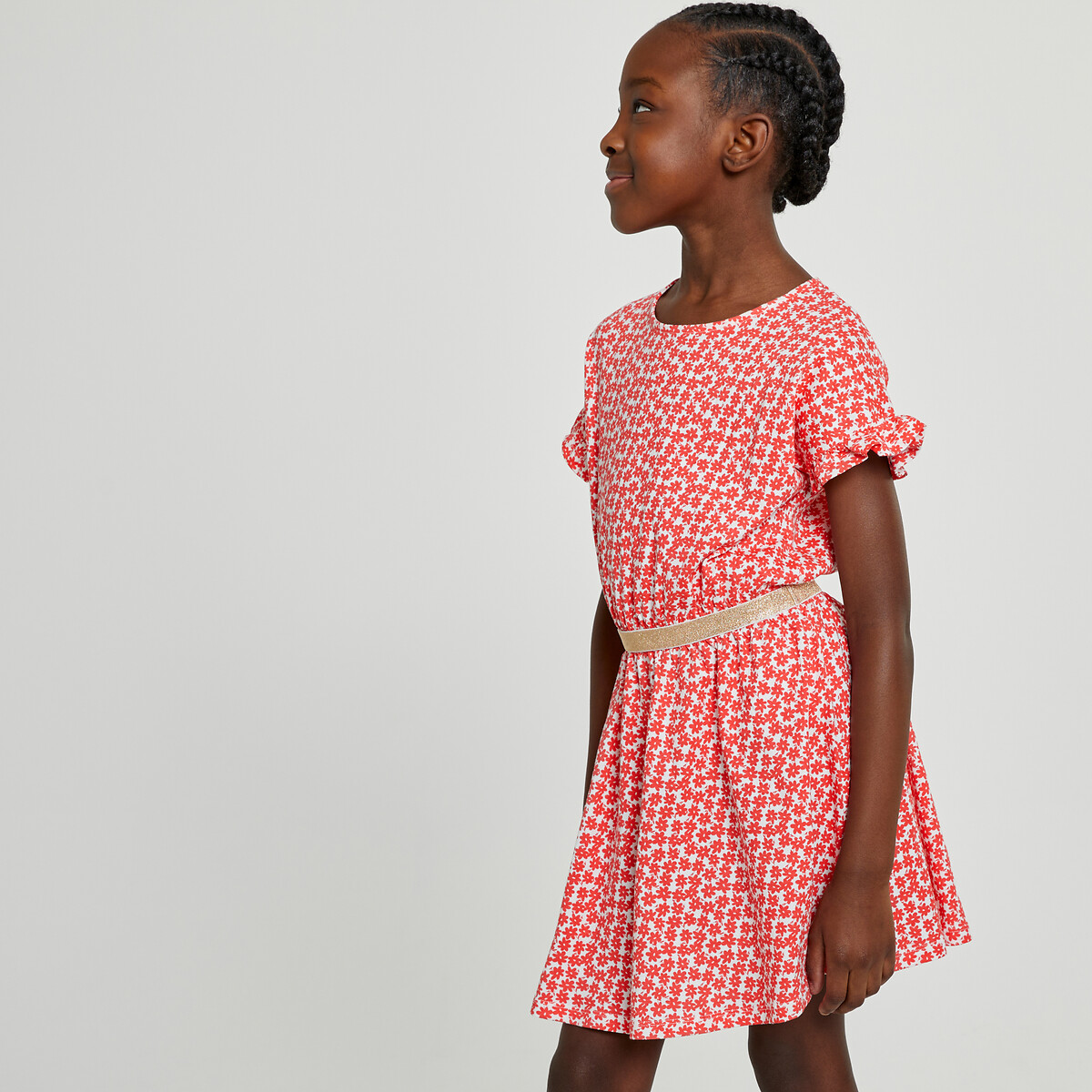 Платье с короткими рукавами и цветочным принтом  3 года - 94 см красный LaRedoute, размер 3 года - 94 см - фото 1