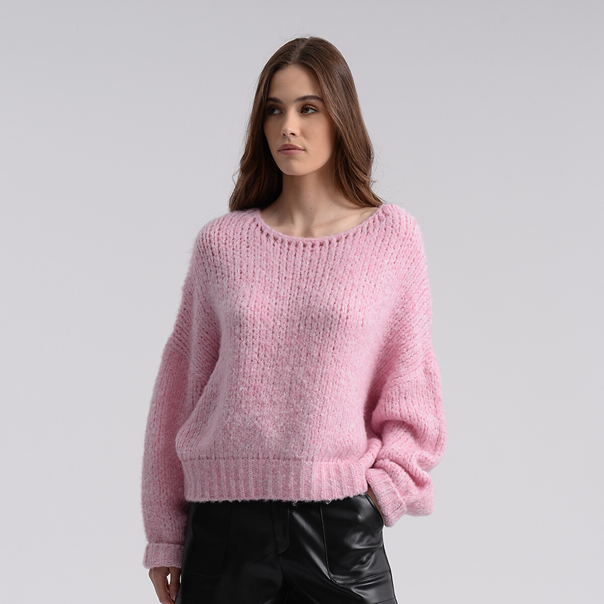 Пуловер С круглым вырезом S розовый