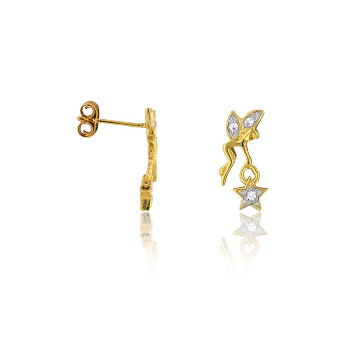 Boucles d'oreilles en Plaqué Or Bicolore et Oxyde