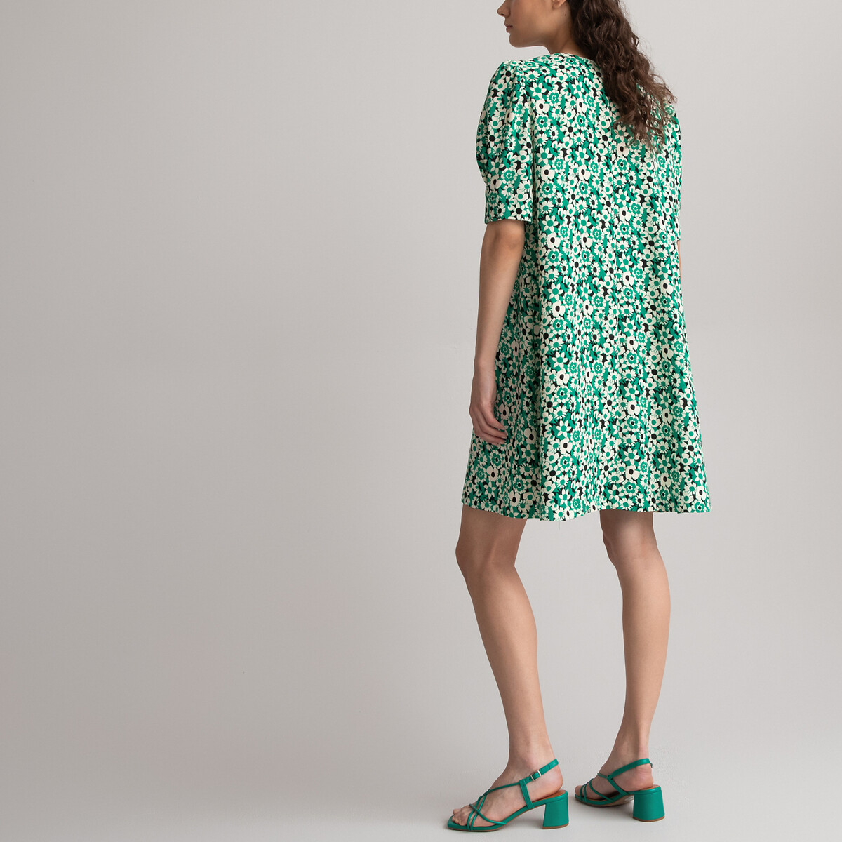 Платье Короткое с V-образным вырезом 40 зеленый LaRedoute, размер 40 - фото 4
